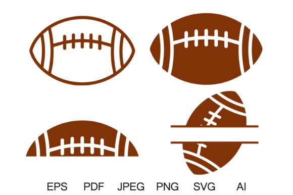 American Football Ball Icons Bundle for Graphics & Crafts
