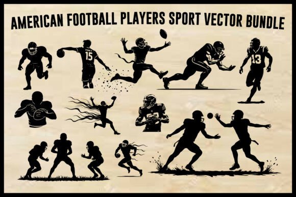 American Football Players Sport Vector Bundle: Graphics & Crafts