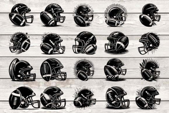 American Football With Helmet SVG Bundle: Graphics for Crafts & Content