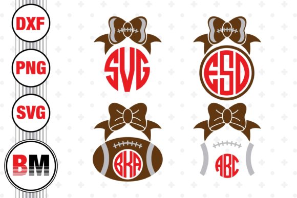 Bow Football Monogram Graphics for Modern Crafts