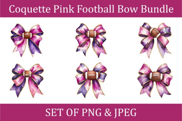 Coquette Pink Football Bow Set Graphics & Crafts