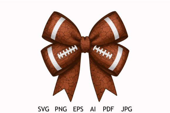 Cracked Football Ribbon Bow Vector Graphics for Crafts