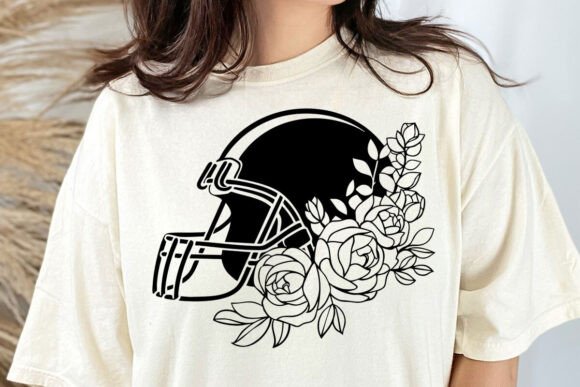 Floral Football Helmet Svg for Crafts and Graphics