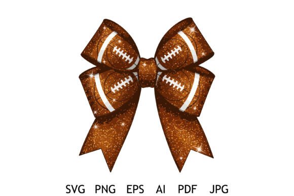Football Glitter Bow Vector Art for Crafts and Graphics