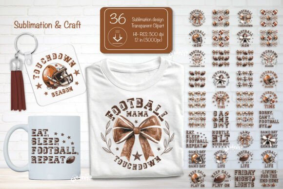 Football Sublimation Clipart Bundle: Crafts & Graphics for Game Day