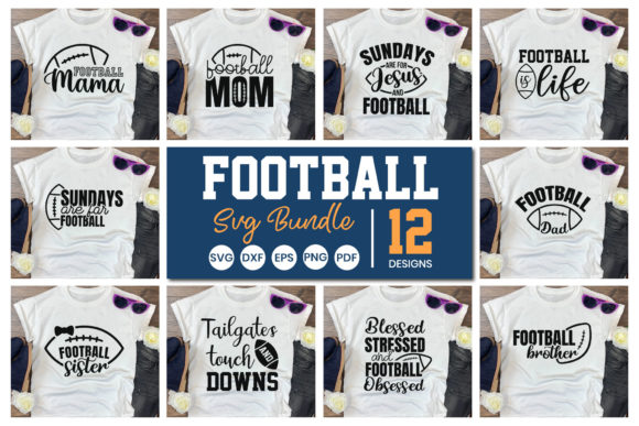 Football SVG Bundle 12 Designs for Graphics & Crafts