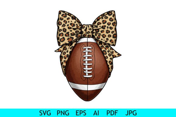 Leopard Print Football Bow Graphics for Crafts