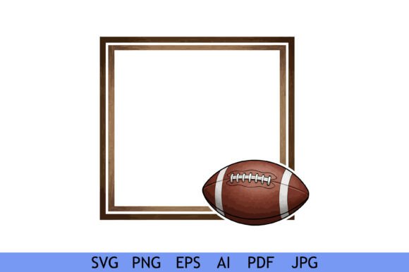 Rustic Football Square Frame Clipart for Crafts & Graphics