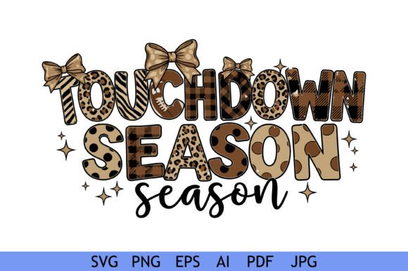 Touchdown Season Football Leopard Print Graphics & Crafts
